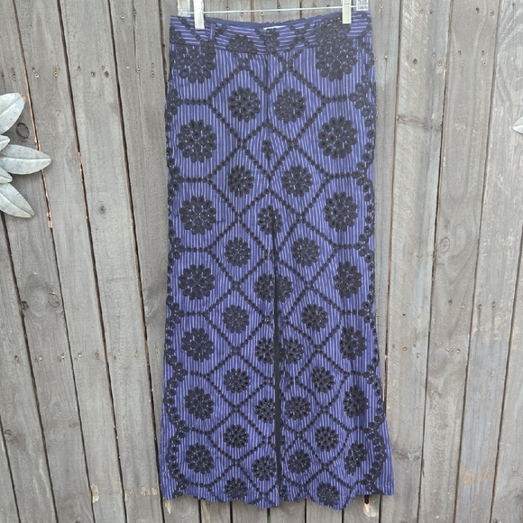 Anthropologie Pants - Anthropologie Ett Twa Wide Leg Pants Floral Pull On Cropped Textured